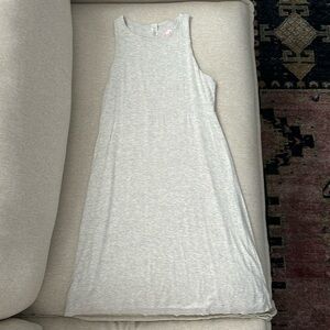 Athleta Light Heather Grey Dress with Striped Lining